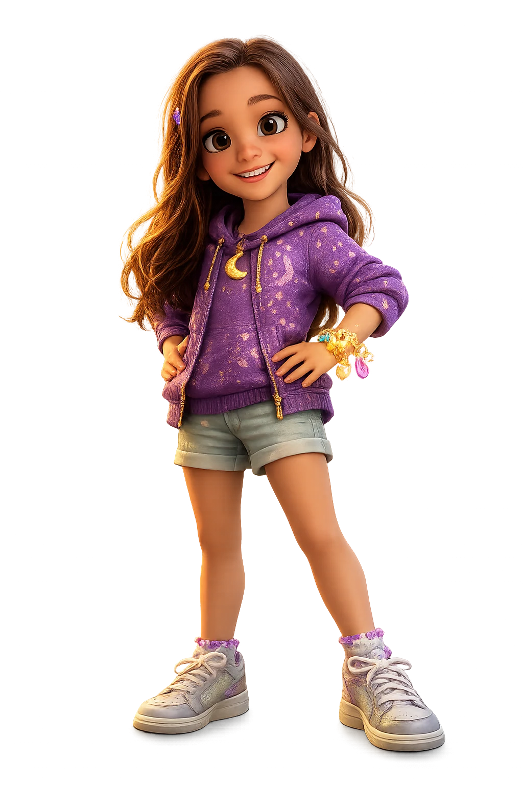 Animated Cambry wearing her charm bracelet
